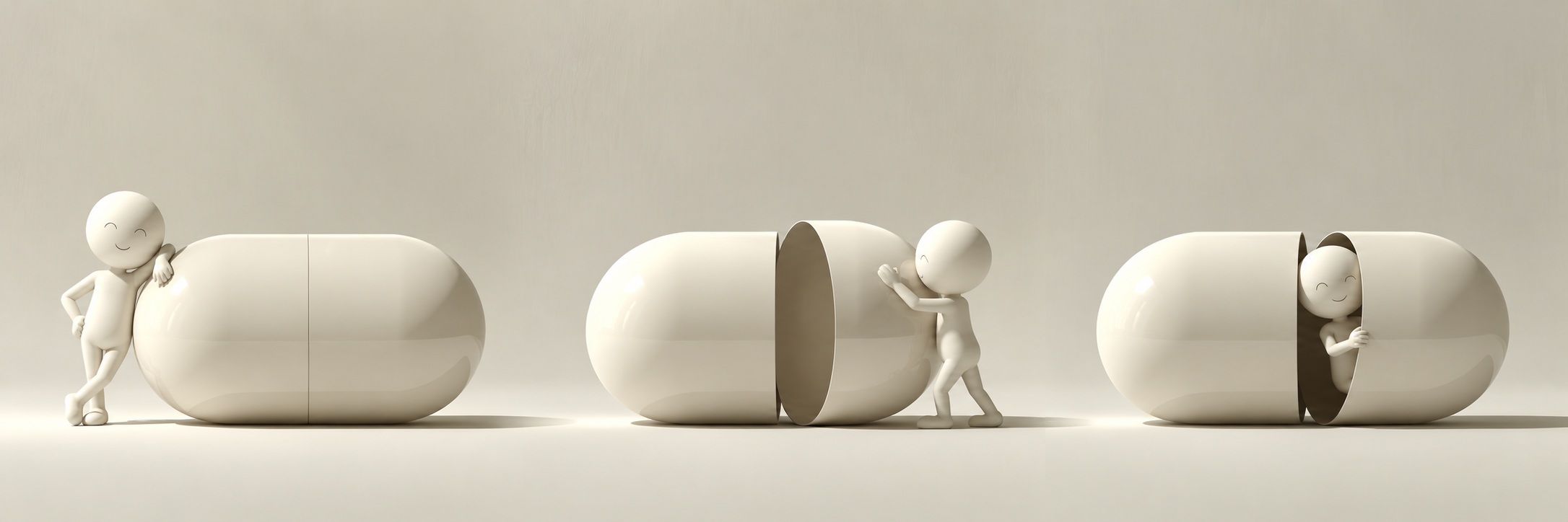 The Sleeping Pods logo: a smooth figure asleep on top of a glossy capsule